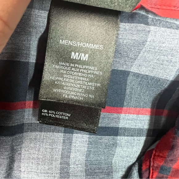 THE NORTH FACE Shirt Mens Medium Red Blue Plaid Short Sleeve Snap Front Hiking - Picture 6 of 9